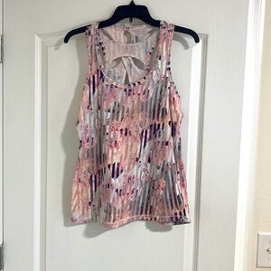 Calia work out shirt-striped floral-M
